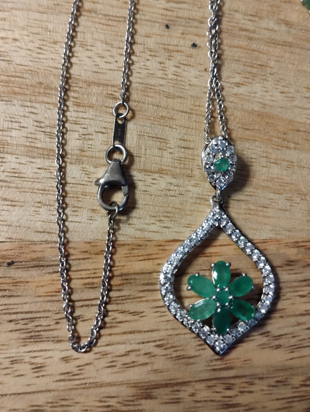 Emerald Necklace & Ring Set - 925 Sterling Silver NWT - Picture 2 of 7